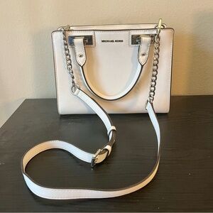 Michael Kors | White "Quinn" Crossbody / Satchel (Silver Hardware)